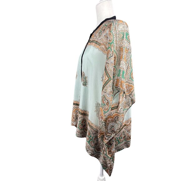 Soft Surroundings 100% Silk Kimono Sleeve Button Up Top L XL Flowy Luxury Chic - Picture 4 of 11